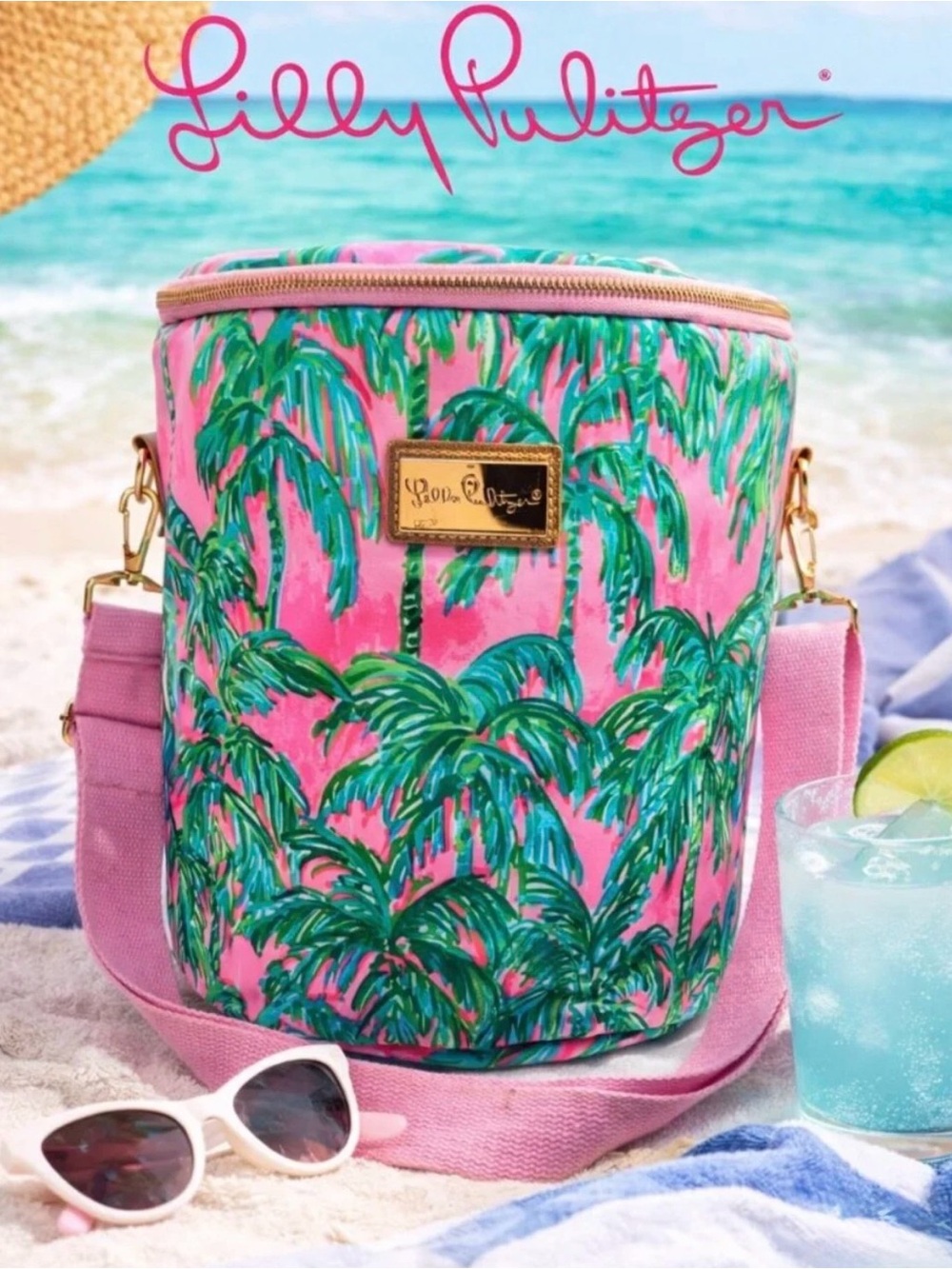Lilly Pulitzer Insulated Cooler Bag Suite Views Palm Tree Print Beach Tote 11.5”